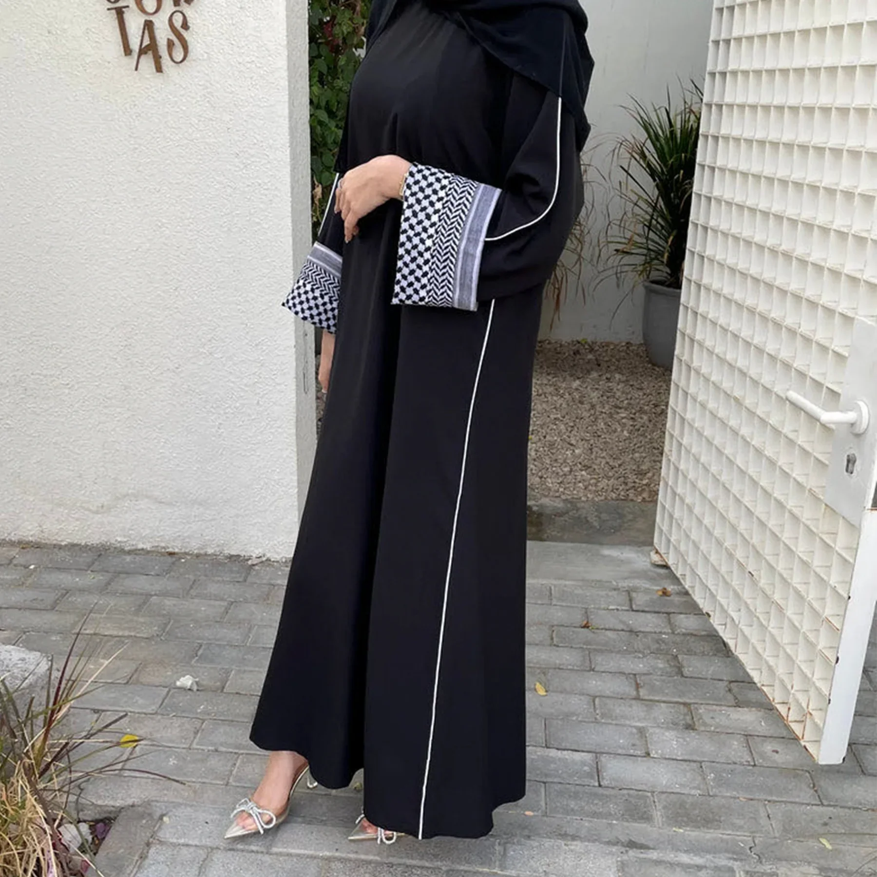 Robe Abaya en lin de coton pour femme - image de produit 0