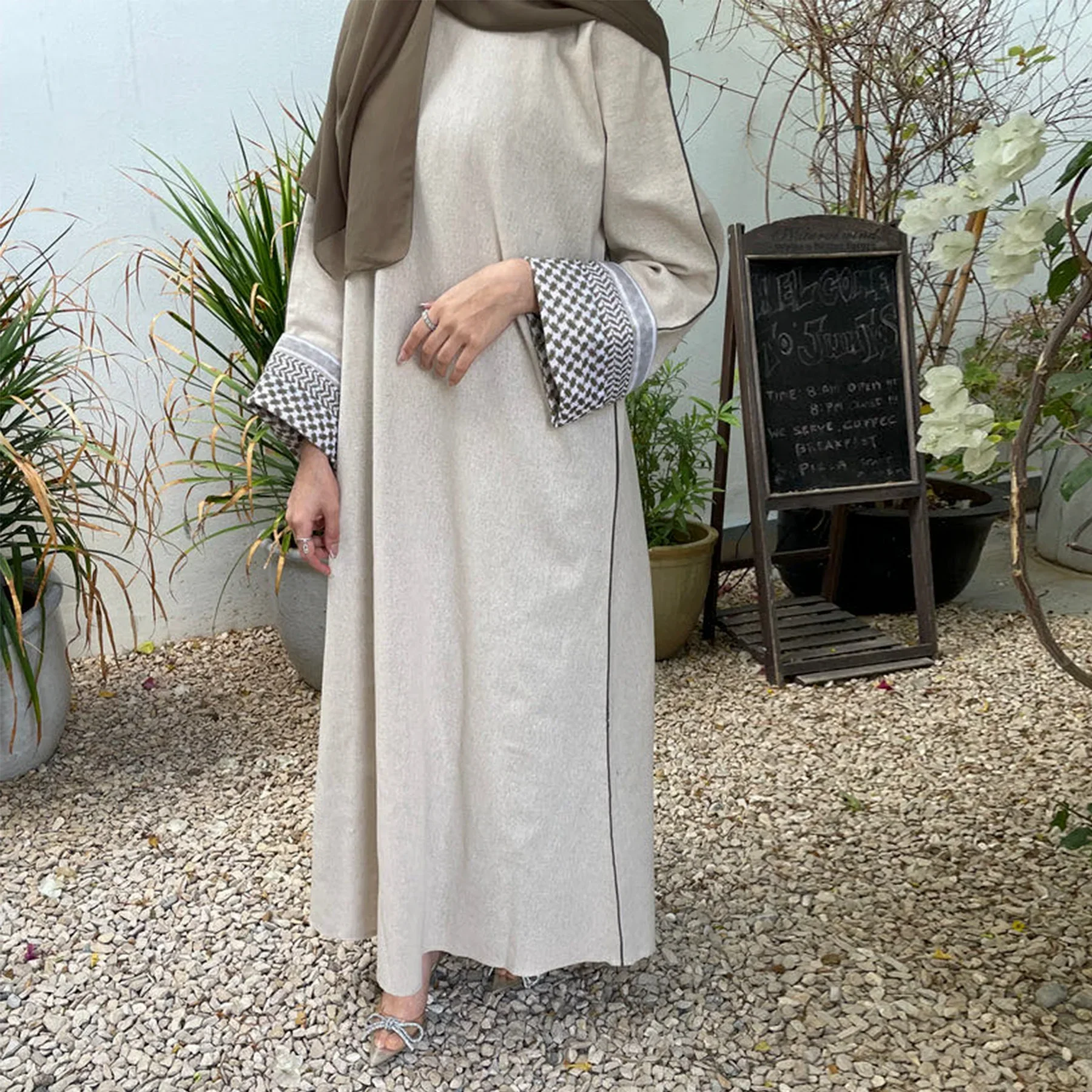 Robe Abaya en lin de coton pour femme - image de produit 2