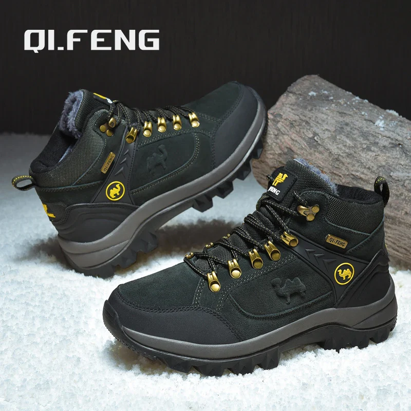 Chaussures hiver homme cuir fourrure randonnée outdoor 🥾 - image de produit 0