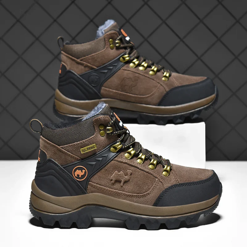 Chaussures hiver homme cuir fourrure randonnée outdoor 🥾 - image de produit 3