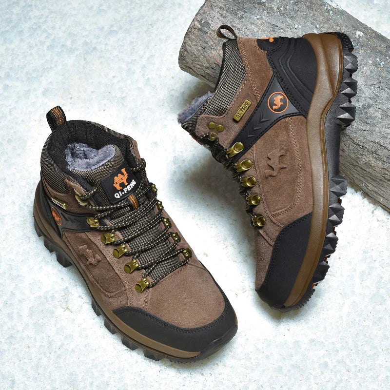 Chaussures hiver homme cuir fourrure randonnée outdoor 🥾 - image de produit 5