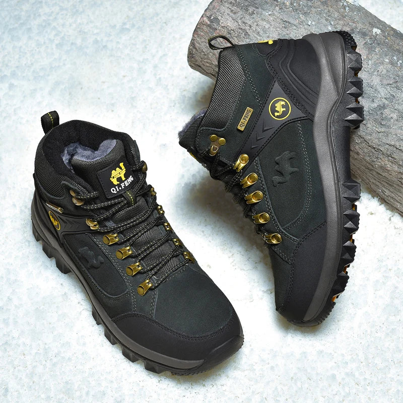 Chaussures hiver homme cuir fourrure randonnée outdoor 🥾 - image de produit 4