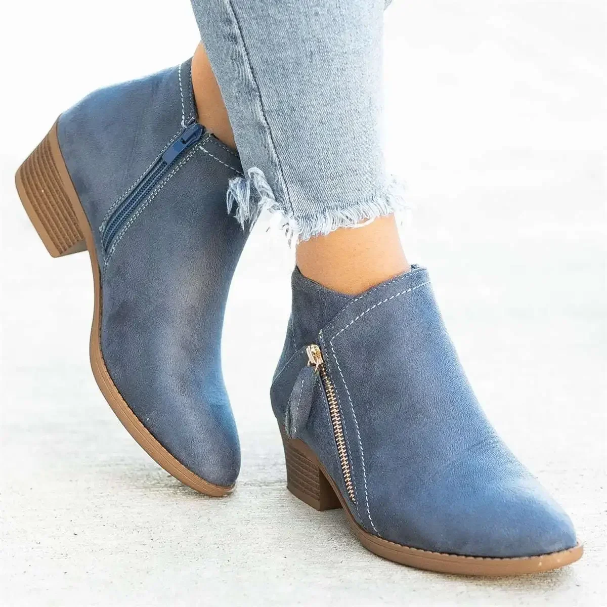 Bottes en cuir à talon plateforme femme automne  - image de produit 8