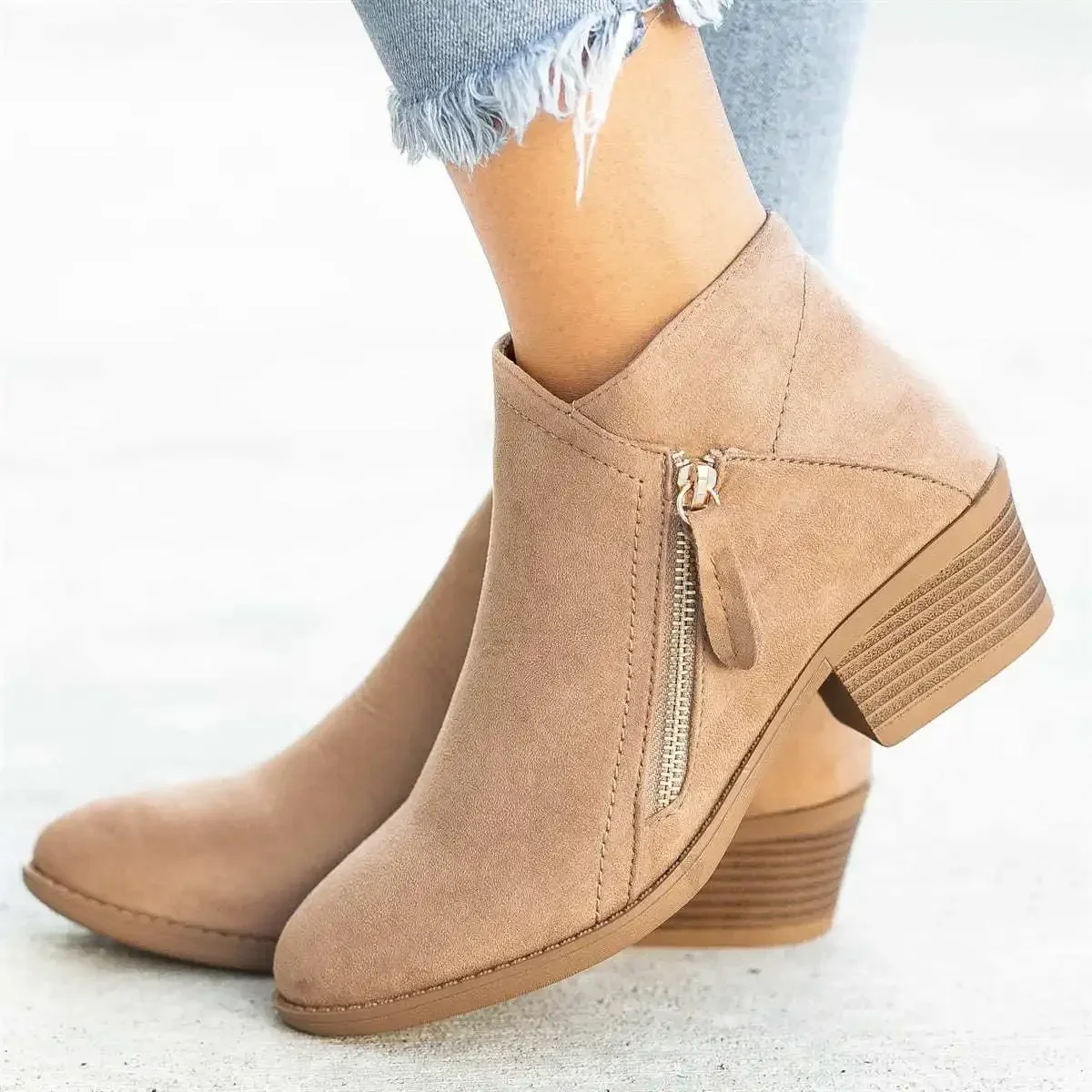 Bottes en cuir à talon plateforme femme automne  - image de produit 6