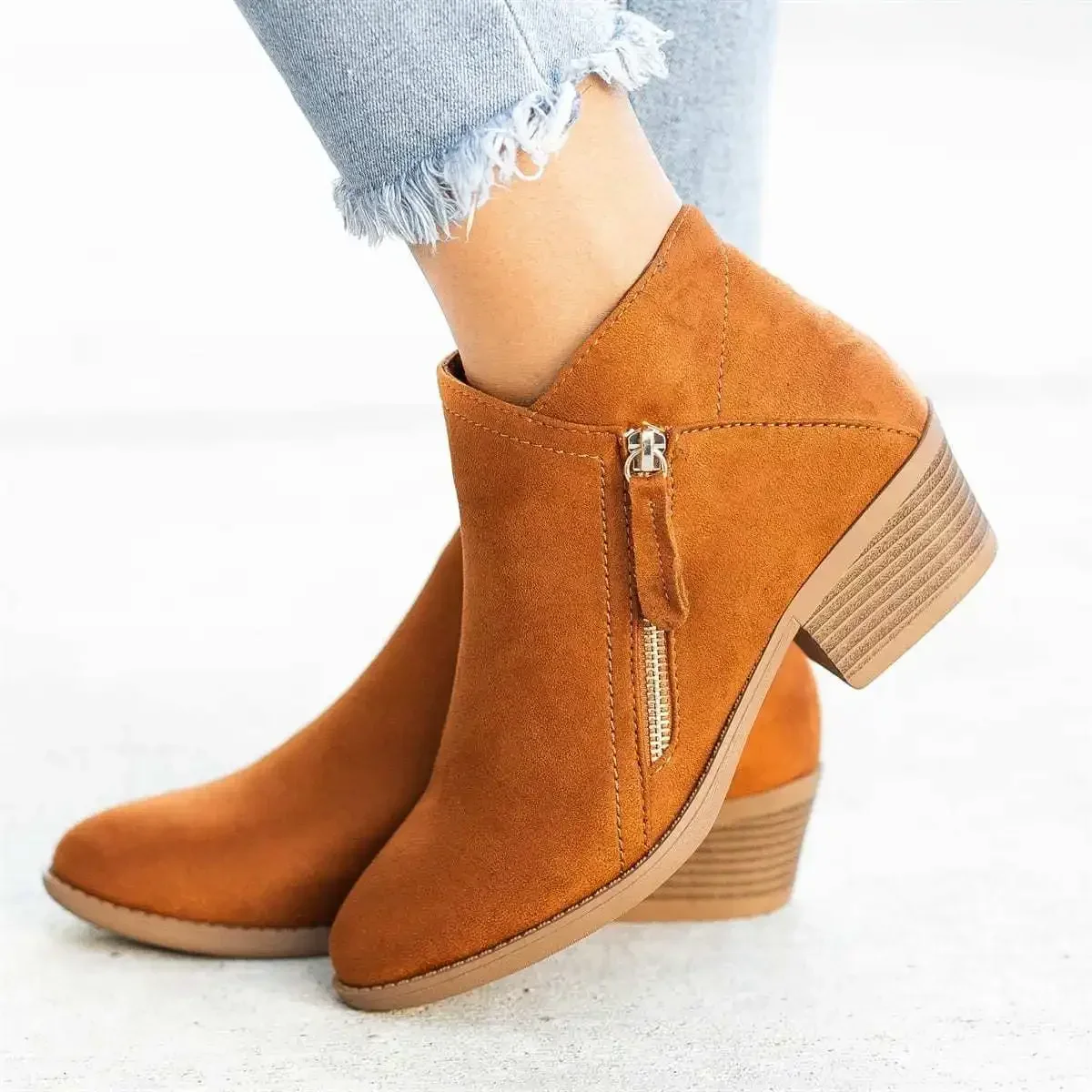 Bottes en cuir à talon plateforme femme automne  - image de produit 9