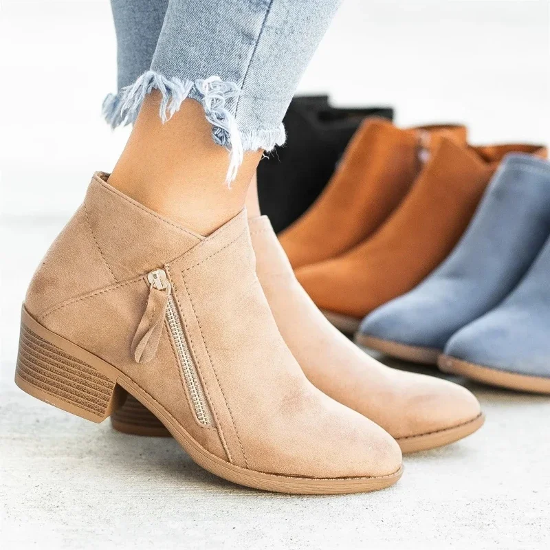 Bottes en cuir à talon plateforme femme automne  - image de produit 1