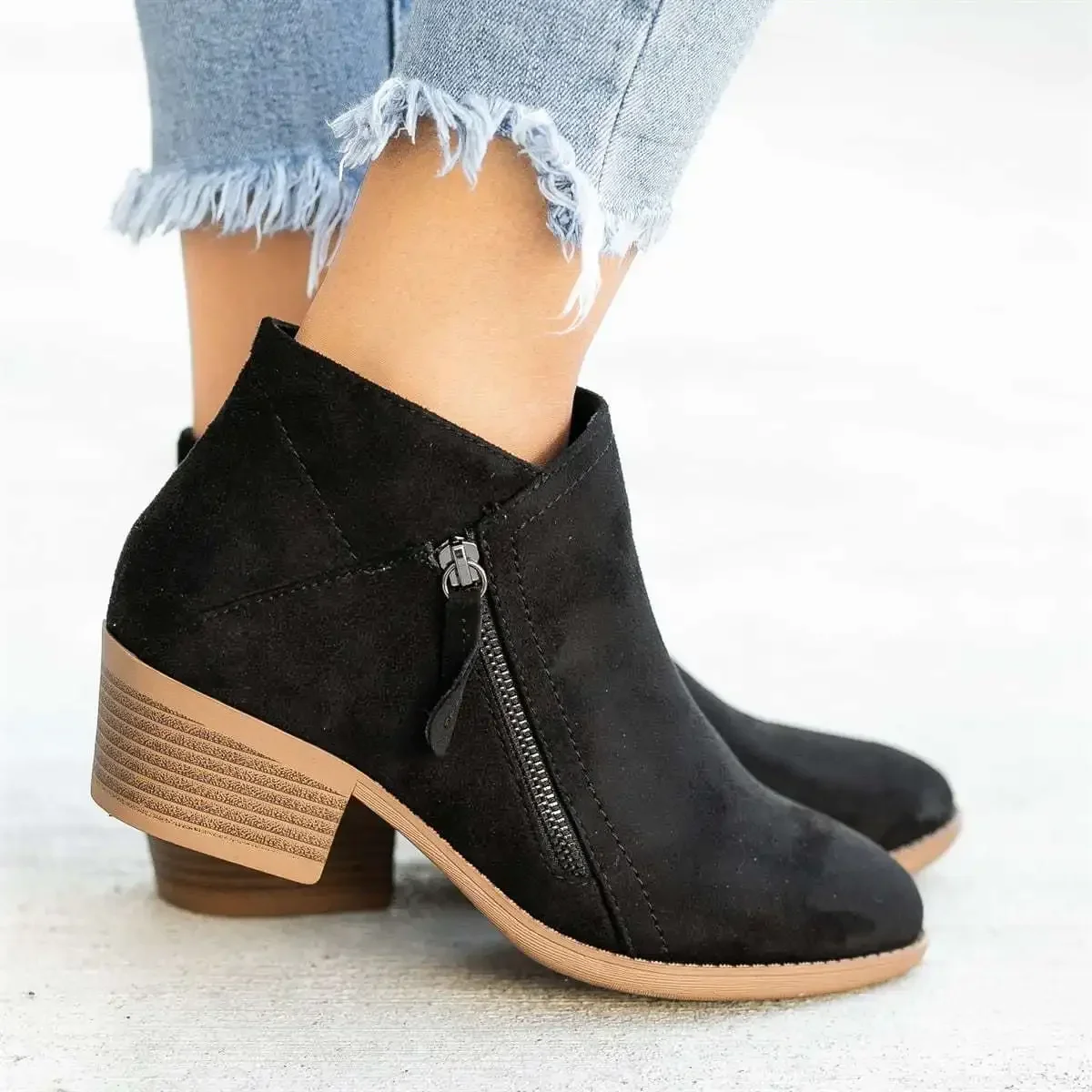 Bottes en cuir à talon plateforme femme automne  - image de produit 7