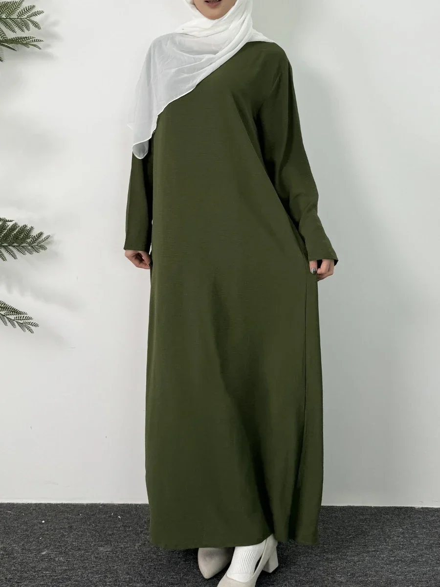 Caftan à col rond pour femmes, robe longue musulmane élégante - image de produit 8